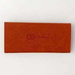 Goiteia Orange Vegan Leather Folding Triangle Sunglasses Case & Microfiber Cloth